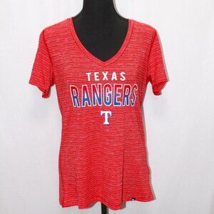 Texas Rangers Red Thin Strip V-Neck Polyester Shirt
